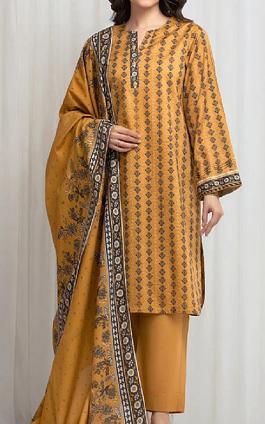 Edenrobe Mustard Lawn Suit | Pakistani Lawn Dress in USA- Image 1