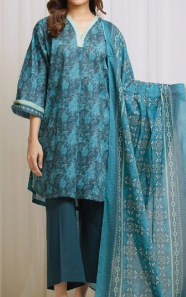 Edenrobe Teal Lawn Suit | Pakistani Lawn Dress in USA- Image 1