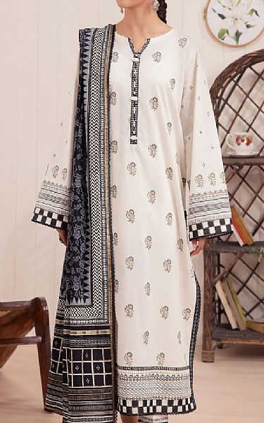 Edenrobe Off-white Cambric Suit | Pakistani Winter Dresses in USA- Image 1