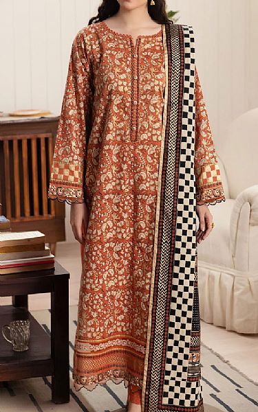 Edenrobe Rust Cambric Suit | Pakistani Winter Dresses in USA- Image 1