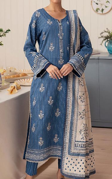 Edenrobe Denim Blue Cambric Suit | Pakistani Winter Dresses in USA- Image 1