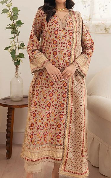 Edenrobe Beige Cambric Suit | Pakistani Winter Dresses in USA- Image 1