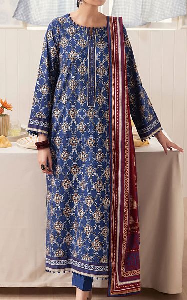 Edenrobe Blue Cambric Suit | Pakistani Winter Dresses in USA- Image 1