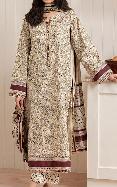 Edenrobe Ivory Cambric Suit | Pakistani Winter Dresses in USA- Image 1