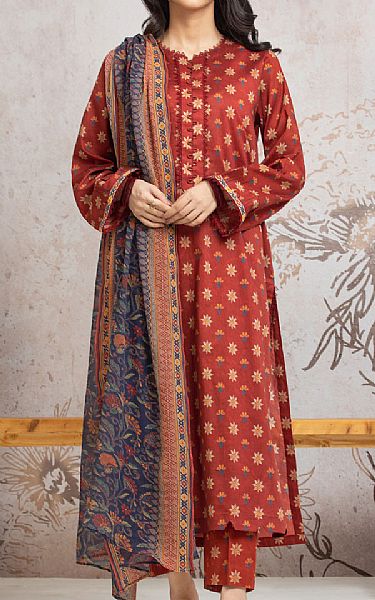 Edenrobe Auburn Red Cambric Suit | Pakistani Winter Dresses in USA- Image 1