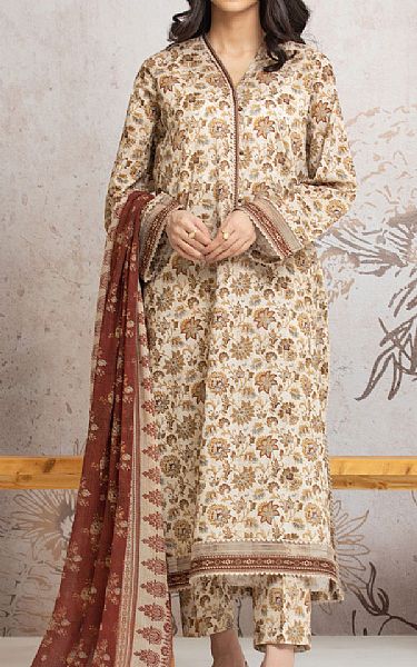 Edenrobe Ivory Cambric Suit | Pakistani Winter Dresses in USA- Image 1