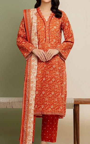 Edenrobe Sunrise Orange Lawn Suit | Pakistani Lawn Dress in USA- Image 1