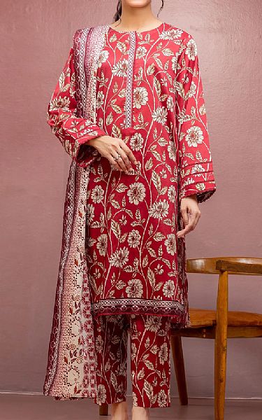 Edenrobe Red Lawn Suit | Pakistani Lawn Dress in USA- Image 1