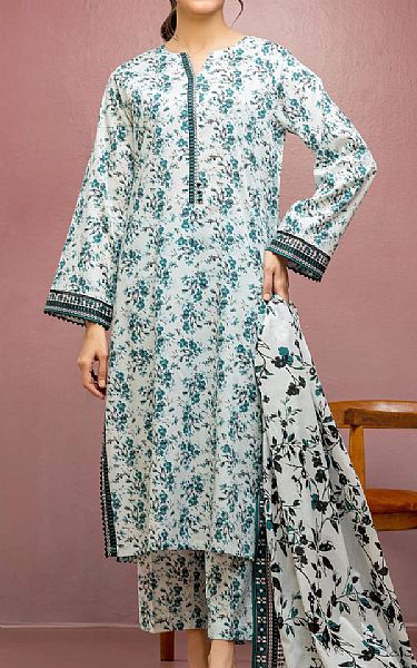 Edenrobe Off White/Teal Lawn Suit | Pakistani Lawn Dress in USA- Image 1