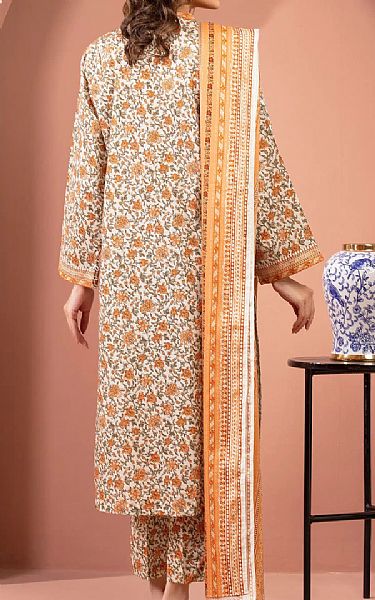 Edenrobe Off White/Orange Lawn Suit | Pakistani Lawn Dress in USA- Image 2