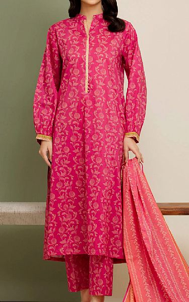 Edenrobe Hot Pink Lawn Suit | Pakistani Lawn Dress in USA- Image 1