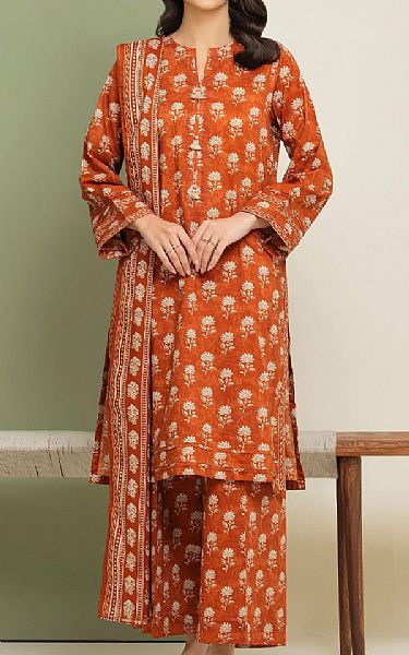 Edenrobe Dark Orange Lawn Suit | Pakistani Lawn Dress in USA- Image 1