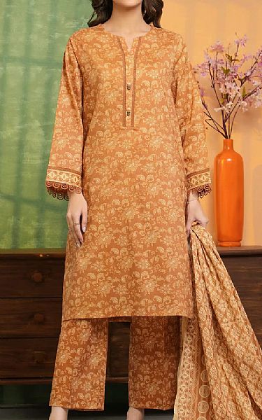 Edenrobe Persian Orange Lawn Suit | Pakistani Lawn Dress in USA- Image 1