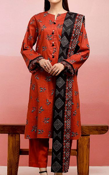 Edenrobe Shocking Orange Lawn Suit | Pakistani Lawn Dress in USA- Image 1