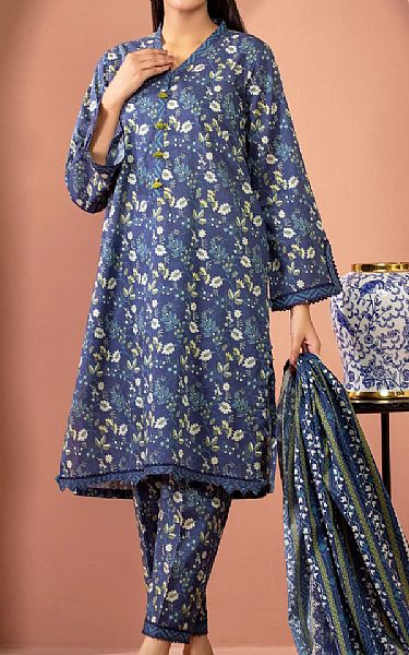 Edenrobe Navy Blue Lawn Suit | Pakistani Lawn Dress in USA- Image 1