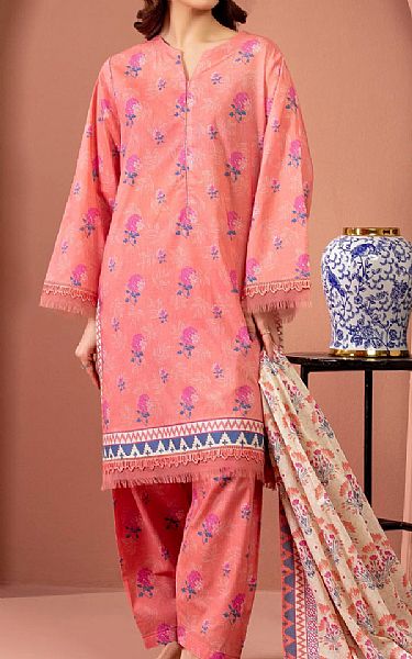 Edenrobe Peachy Pink Lawn Suit | Pakistani Lawn Dress in USA- Image 1