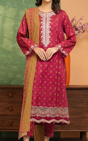 Edenrobe Deep Carmine Lawn Suit | Pakistani Lawn Dress in USA- Image 1
