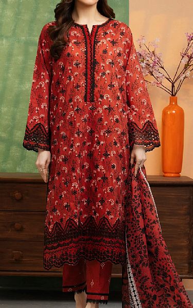Edenrobe Shocking Orange Lawn Suit | Pakistani Lawn Dress in USA- Image 1