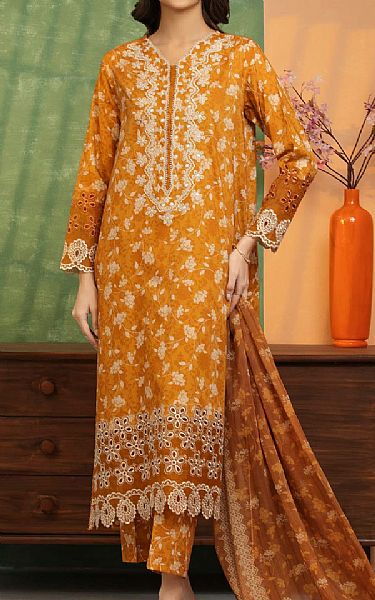 Edenrobe Mustard Lawn Suit | Pakistani Lawn Dress in USA- Image 1