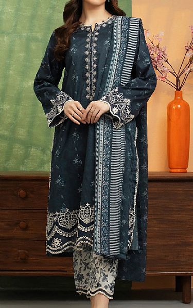 Edenrobe Navy/Green Lawn Suit | Pakistani Lawn Dress in USA- Image 1