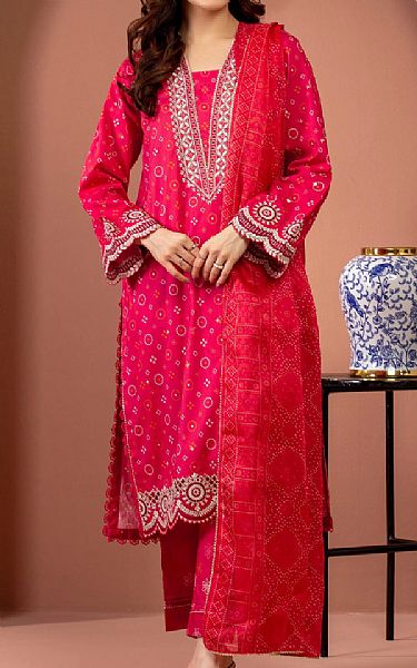Edenrobe Cerise Pink Lawn Suit | Pakistani Lawn Dress in USA- Image 1