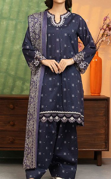 Edenrobe Navy Lawn Suit | Pakistani Lawn Dress in USA- Image 1