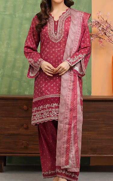 Edenrobe Dark Pink Lawn Suit | Pakistani Lawn Dress in USA- Image 1