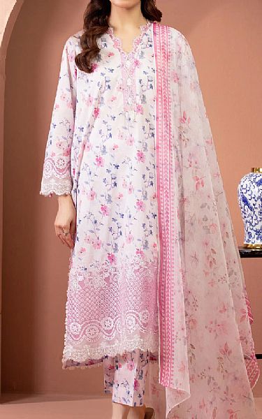 Edenrobe Off White/Pink Lawn Suit | Pakistani Lawn Dress in USA- Image 1