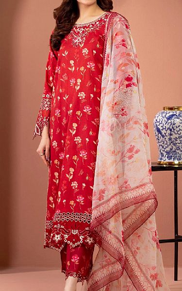 Edenrobe Red Lawn Suit | Pakistani Lawn Dress in USA- Image 1