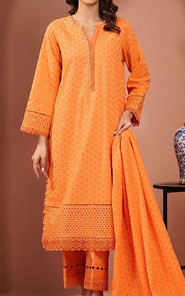 Edenrobe Pastel Orange Cambric Suit | Pakistani Lawn Dress in USA- Image 1