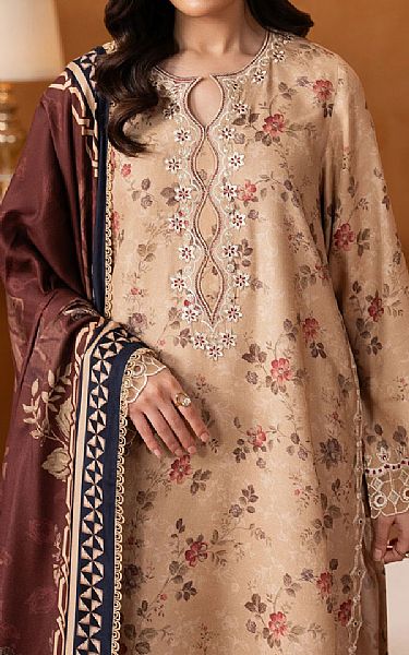 Edenrobe Tan Viscose Twill Suit | Pakistani Winter Dresses in USA- Image 2