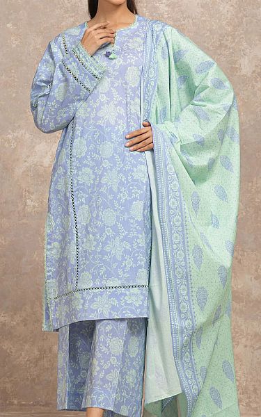 Edenrobe Cadet Blue Lawn Suit | Pakistani Lawn Dress in USA- Image 1