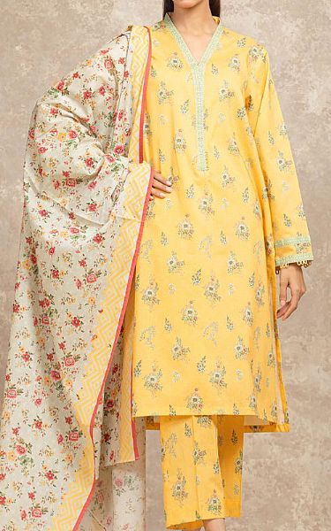 Edenrobe Golden Yellow Lawn Suit | Pakistani Lawn Dress in USA- Image 1