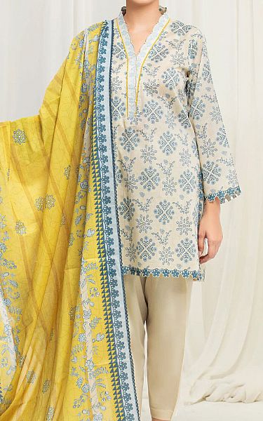 Edenrobe Ivory Lawn Suit | Pakistani Lawn Dress in USA- Image 1