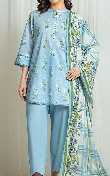 Edenrobe Cadet Blue Lawn Suit | Pakistani Lawn Dress in USA- Image 1