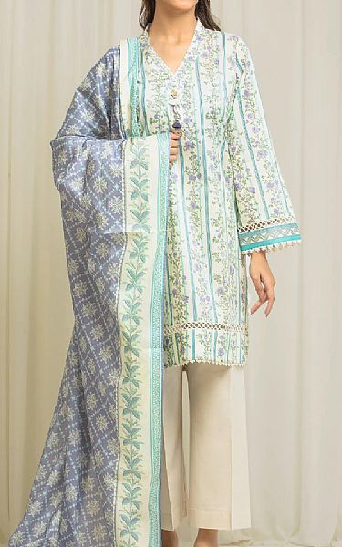 Edenrobe Off White Lawn Suit | Pakistani Lawn Dress in USA- Image 1
