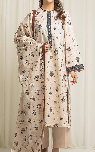 Edenrobe Beige Lawn Suit | Pakistani Lawn Dress in USA- Image 1