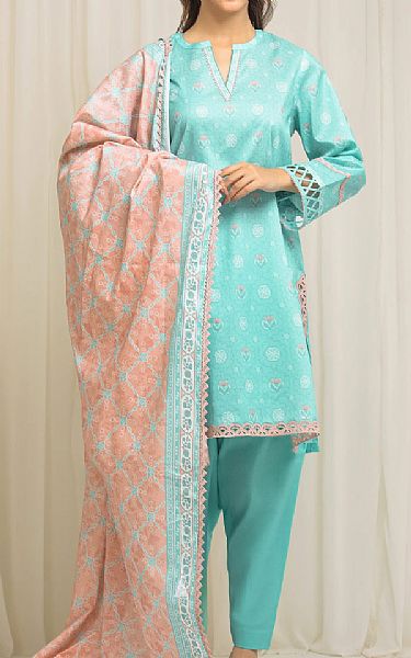 Edenrobe Pale Turquoise Lawn Suit | Pakistani Lawn Dress in USA- Image 1