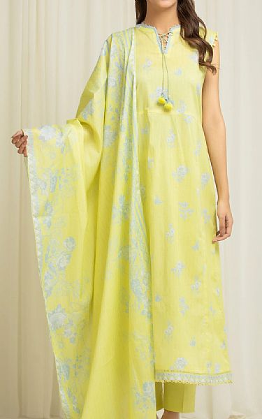 Edenrobe Pastel Yellow Lawn Suit | Pakistani Lawn Dress in USA- Image 1