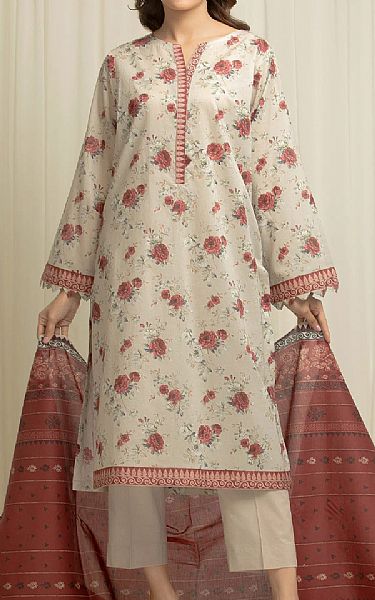 Edenrobe Beige Lawn Suit | Pakistani Lawn Dress in USA- Image 1