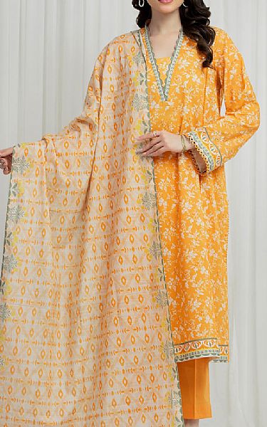 Edenrobe Bright Orange Lawn Suit | Pakistani Lawn Dress in USA- Image 1