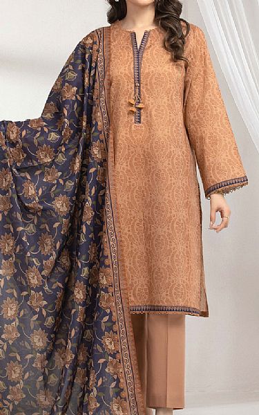 Edenrobe Brown Lawn Suit | Pakistani Lawn Dress in USA- Image 1