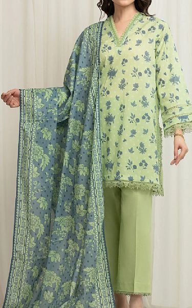 Edenrobe Pale Olive Lawn Suit | Pakistani Lawn Dress in USA- Image 1