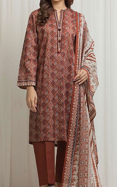 Edenrobe Brown Lawn Suit | Pakistani Lawn Dress in USA- Image 1