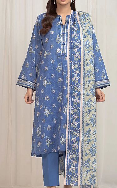 Edenrobe Cornflower Blue Lawn Suit | Pakistani Lawn Dress in USA- Image 1