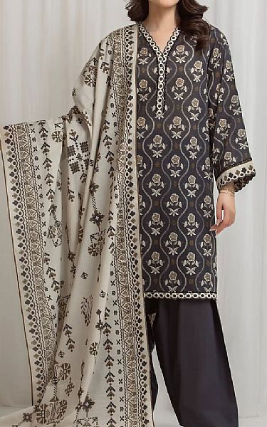Edenrobe Charcoal Lawn Suit | Pakistani Lawn Dress in USA- Image 1