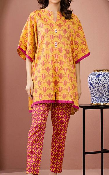 Edenrobe Mustard Lawn Suit (2 Pcs) | Pakistani Lawn Dress in USA- Image 1