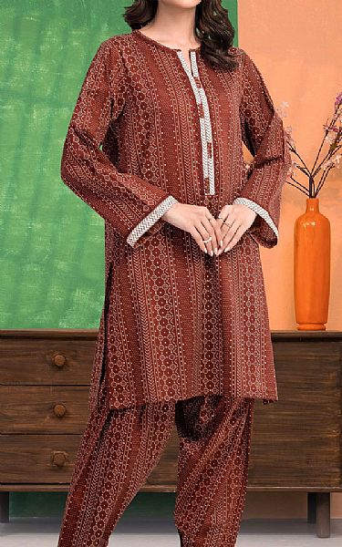 Edenrobe Brown Lawn Suit (2 Pcs) | Pakistani Lawn Dress in USA- Image 1