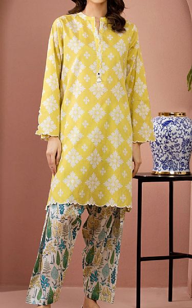 Edenrobe Yellow Lawn Suit (2 Pcs) | Pakistani Lawn Dress in USA- Image 1