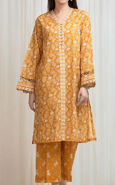 Edenrobe Mustard Lawn Suit (2 Pcs) | Pakistani Lawn Dress in USA- Image 1